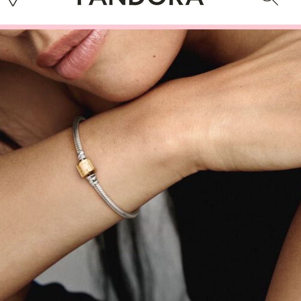 Authentic Pandora Moments Two-tone Barrel Clasp Snake Chain Bracelet - FIRM - Picture 5 of 15